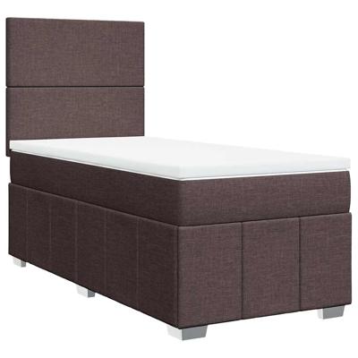 Boxspring met matras stof donkerbruin 200x200 cm - thumbnail