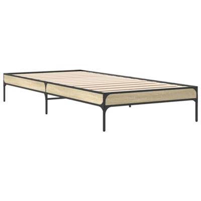 Bedframe bewerkt hout en metaal sonoma eikenkleurig 90x200 cm
