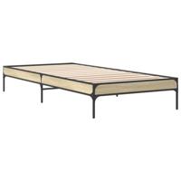 Bedframe bewerkt hout en metaal sonoma eikenkleurig 90x200 cm - thumbnail