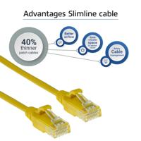 ACT Gele 0.5 meter LSZH U/UTP CAT6 datacenter slimline patchkabel snagless met RJ45 connectoren - thumbnail