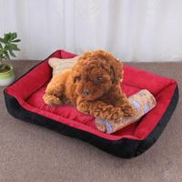 Hond bot patroon grote zachte warme kennel huisdier hond kat mat deken met deken grootte: M 70 × 50 × 15cm (zwart rood) - thumbnail