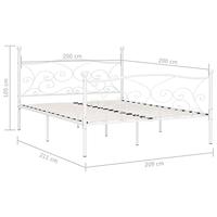 Bedframe met lattenbodem metaal wit 200x200 cm - thumbnail