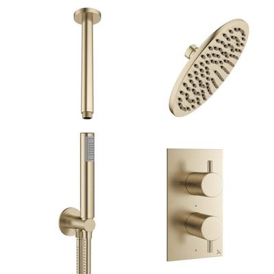 Crosswater MPRO Regendoucheset Inbouw - 20cm hoofddouche - plafondarm - staafhanddouche - geborsteld messing sw209262/sw209270/sw209275/sw385371/sw385437/ Crosswater MPRO Regendoucheset Inbouw - 20cm hoofddouche - plafondarm - staafhanddouche - geborsteld messing sw209262/sw209270/sw209275/sw385371/sw385437/