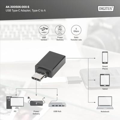ASSMANN Electronic USB C/USB A USB C USB A Zwart ASSMANN Electronic USB C/USB A USB C USB A Zwart
