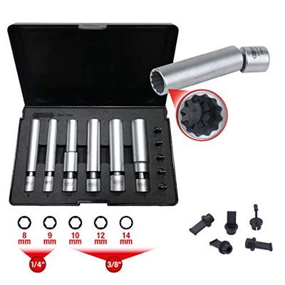 KS Tools 500.7325 1/4 + 3/8 speciale gloei- en bougiestekkerset met scharnier, 11-delig - thumbnail
