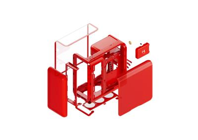 HYTE Wild Cherry Midi-tower Behuizing, PC-behuizing, Gaming-behuizing Rood