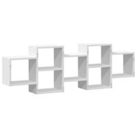 Wandschap 129x18x42 cm bewerkt hout wit - thumbnail