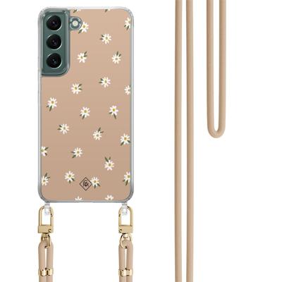 Samsung Galaxy S22 Plus hoesje met beige koord - Sweet daisies Samsung Galaxy S22 Plus hoesje met beige koord - Sweet daisies