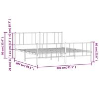 Bedframe met hoofd- en voeteneinde metaal wit 200x200 cm - thumbnail