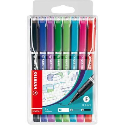 Fineliner STABILO Sensor 189/8 fijn assorti etui à 8 stuks