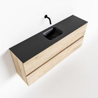 MONDIAZ ADA 120cm toiletmeubel washed oak. LEX wastafel urban midden zonder kraangat - thumbnail