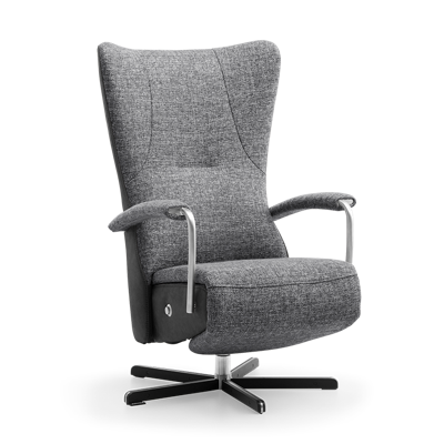 Relaxstoel C-101 Donkerblauw Stof en Leer Relaxstoel C-101 Donkerblauw Stof en Leer