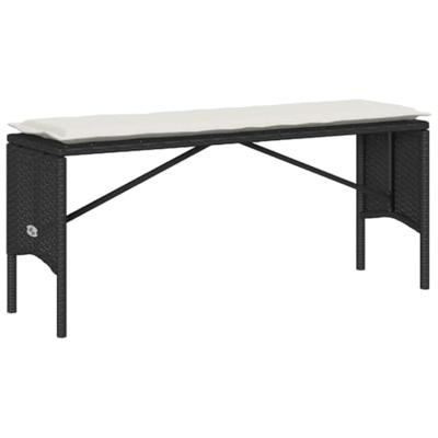 3-delige Tuinset met kussens poly rattan zwart