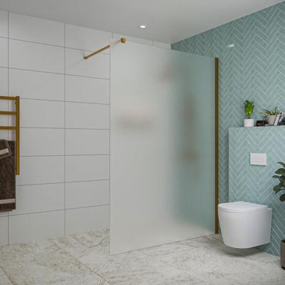 Fortifura Galeria inloopdouche - 140x200cm - mat glas - wandarm - Geborsteld koper PVD (Koper) SW797937/SW876702