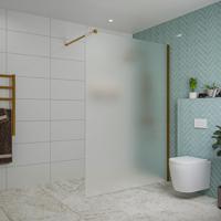 Fortifura Galeria inloopdouche - 140x200cm - mat glas - wandarm - Geborsteld koper PVD (Koper) SW797937/SW876702 - thumbnail