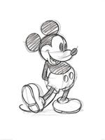 Kunstdruk Mickey Mouse - Sketched Single 60x80cm - thumbnail