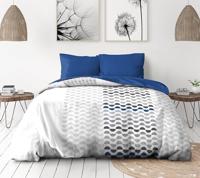 AMBROISIE microvezel dekbedset - 1 dekbedovertrek 240 x 260 cm + 2 kussenslopen 63 x 63 cm - Blauw - thumbnail