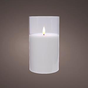 LED flakkerkaars in glas 7,5x12,5cm wit - 5509660