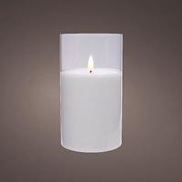 LED flakkerkaars in glas 7,5x12,5cm wit - 5509660 - thumbnail