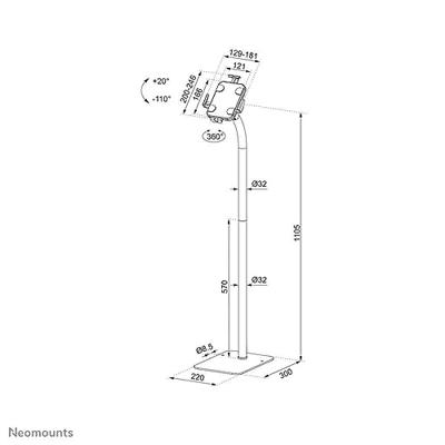 Neomounts FL15-625BL1 Tabletstandaard Universeel 20,1 cm (7,9) - 27,9 cm (11) - thumbnail