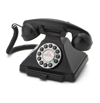GPO Carrington Classic Retro Push-Button Phone - Pull-Out Tray, Traditional Bell Ring Tone - Black