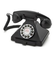 GPO Carrington Classic Retro Push-Button Phone - Pull-Out Tray, Traditional Bell Ring Tone - Black - thumbnail