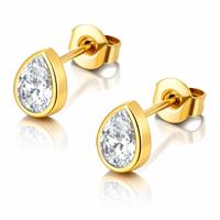 Cilla Jewels Oorknopjes Goudkleurig Druppel Zirkonia - thumbnail