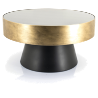 By-Boo Salontafel 'Bunga' 75cm zwart/goud met glazen blad - thumbnail