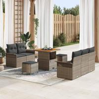 Tuinbankenset met kussen 8 pcs Grijs poly rattan - thumbnail