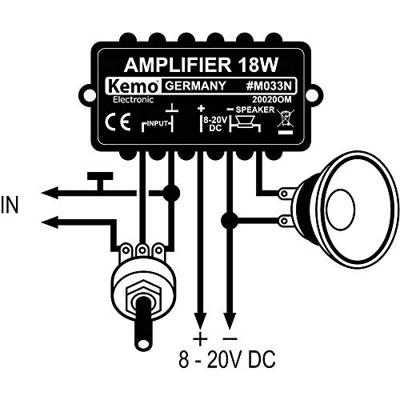Kemo M033N Mono-versterker Module 9 V/DC, 12 V/DC, 18 V/DC, 20 V/DC 18 W 4 Ω