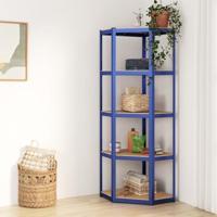 VidaXL Hoekrek 5-laags staal en bewerkt hout blauw - thumbnail