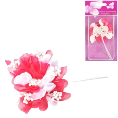 Decoratiebloem met parels roze 13 cm set van 6 | 24 stuks