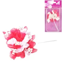 Decoratiebloem met parels roze 13 cm set van 6 | 24 stuks - thumbnail
