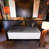 Badkamermeubelset Mondiaz Erin 120 cm met 1 Lade met RIDGE Wastafel Links Dark grey met 1 kraangat Greeploos Mat Talc - thumbnail