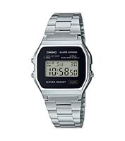 Casio A158WEA-1EF Horloge Retro Classic zilverkleurig-zwart - thumbnail