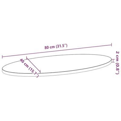 Tafelblad 80x40x2 cm ovaal massief eikenhout donkerbruin