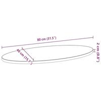 Tafelblad 80x40x2 cm ovaal massief eikenhout donkerbruin - thumbnail