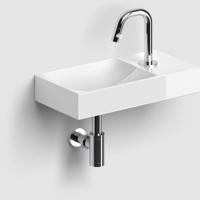 Clou Vale Fontein Met Kraangat Rechts Met Geintegreerde Afvoer Glanzend Wit Keramiek 38 cm Clou - thumbnail