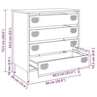 Dressoir 68x39x73,5 cm koudgewalst staal mosterdgeel - thumbnail