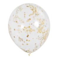 Haza Witbaard confetti ballonnen goud, 6st. - thumbnail