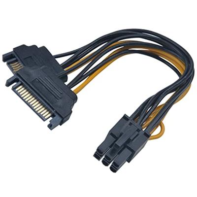 Akasa Stroom Adapter [2x SATA-stroomstekker - 1x PCIe-stekker 6-polig] 0.15 m Zwart, Geel