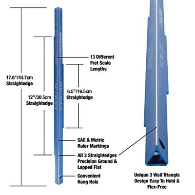 MusicNomad MN820 Tri-Beam 3 &apos;n 1 Straightedge & Scale Length Ruler voor elektrische en akoestische gitaar