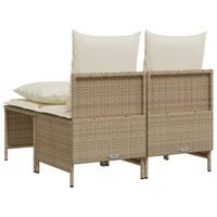 4-delige Loungeset met kussens poly rattan beige - thumbnail