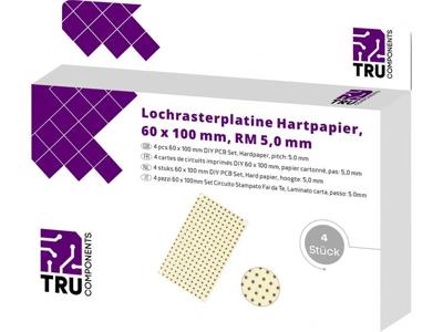 TRU COMPONENTS T1906SA036 Printplaat Hardpapier (l x b) 100 mm x 60 mm 35 µm Rastermaat 5 mm Inhoud 4 stuk(s)
