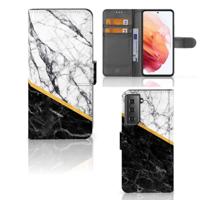 Samsung Galaxy S21 | Bookcase | Marmer Wit Zwart - Origineel Cadeau Man - thumbnail