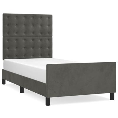Bedframe zonder matras 120x190 cm fluweel donkergrijs - thumbnail