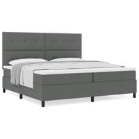 Boxspring bed met matras Donkergrijs 200 x 200 cm Stof - thumbnail