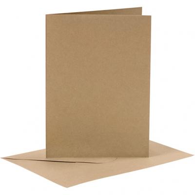 Creativ Company Kaarten en enveloppen, afmeting kaart 10,5x15 cm, afmeting envelop 11,5x16,5 cm, 110+230 gr, naturel, 6 set/ 1 doos