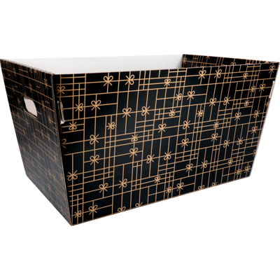 Mand | golfkarton | 43.2x27x25.8cm | rechthoekig | zwart/goud | 10 stuks