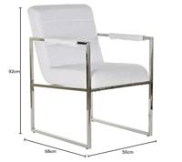 Stoel DKD Home Decor Polyester Staal Wit (56 x 68 x 92 cm) - thumbnail